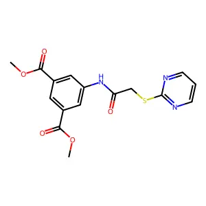 Methyl 3-(methoxycarbonyl)-5-(2-pyrimidin-2-ylthioacetylamino)benzoate structure