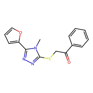 2-{[5-(furan-2-yl)-4-methyl-4H-1,2,4-triazol-3-yl]sulfanyl}-1-phenylethanone structure