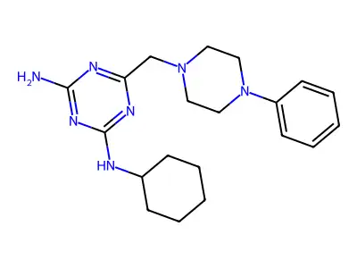 1,3,5-Triazine-2,4-diamine, N-cyclohexyl-6-((4-phenyl-1-piperazinyl)methyl)- structure