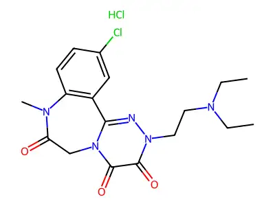 11-chloro-2-(2-diethylaminoethyl)-8-methyl-6H-[1,2,4]triazino[4,3-d][1,4]benzodiazepine-3,4,7-trione structure