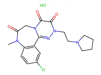 11-chloro-8-methyl-2-(2-pyrrolidin-1-ylethyl)-6H-[1,2,4]triazino[4,3-d][1,4]benzodiazepine-3,4,7-trione structure