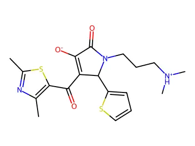 1-[3-(dimethylazaniumyl)propyl]-3-(2,4-dimethyl-1,3-thiazole-5-carbonyl)-5-oxo-2-thiophen-2-yl-2H-pyrrol-4-olate structure