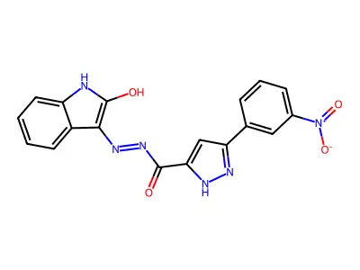 3-(3-Nitrophenyl)-N'-(2-oxo-2H-indol-3-yl)-1H-pyrazole-5-carbohydrazide structure