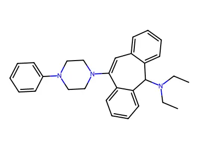 5H-Dibenzo(a,d)cyclohepten-5-amine, N,N-diethyl-10-(4-phenyl-1-piperazinyl)- structure