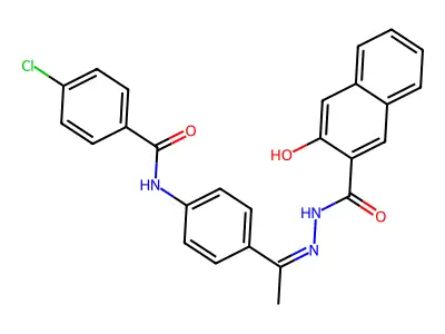N-[(Z)-1-[4-[(4-chlorobenzoyl)amino]phenyl]ethylideneamino]-3-hydroxynaphthalene-2-carboxamide structure