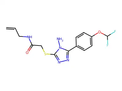 2-[[4-amino-5-[4-(difluoromethoxy)phenyl]-1,2,4-triazol-3-yl]sulfanyl]-N-prop-2-enylacetamide structure