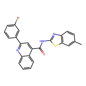 2-(3-bromophenyl)-N-(6-methyl-1,3-benzothiazol-2-yl)quinoline-4-carboxamide structure
