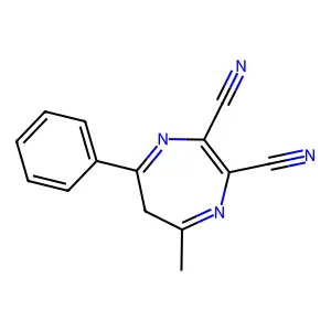 5-methyl-7-phenyl-6H-1,4-diazepine-2,3-dicarbonitrile structure