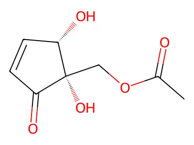 2-Cyclopenten-1-one, 5-((acetyloxy)methyl)-4,5-dihydroxy-, (4S-cis)- structure