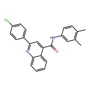 2-(4-chlorophenyl)-N-(3,4-dimethylphenyl)quinoline-4-carboxamide structure