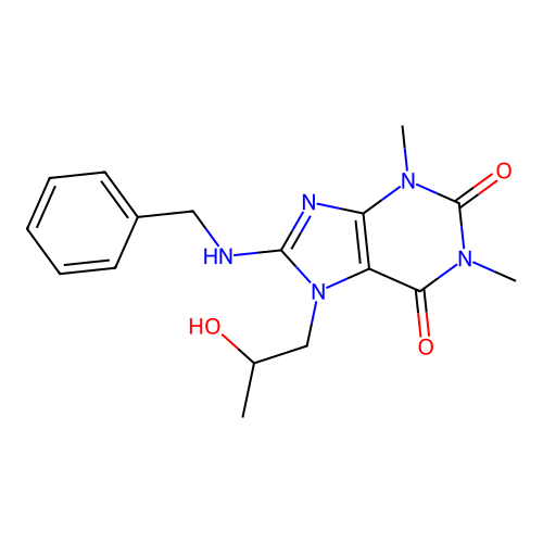 8-(benzylamino)-7-(2-hydroxypropyl)-1,3-dimethyl-1H-purine-2,6(3H,7H)-dione structure