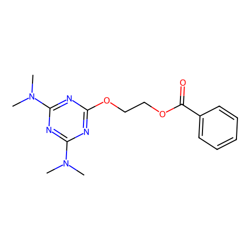 2-((4,6-Bis(dimethylamino)-1,3,5-triazin-2-yl)oxy)ethyl benzoate structure