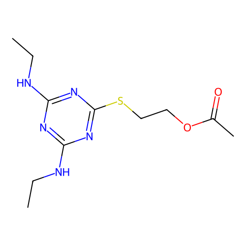 2-{[4,6-Bis(ethylamino)-1,3,5-triazin-2-yl]sulfanyl}ethyl acetate structure
