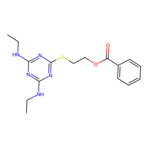 2-{[4,6-Bis(ethylamino)-1,3,5-triazin-2-yl]sulfanyl}ethyl benzoate structure