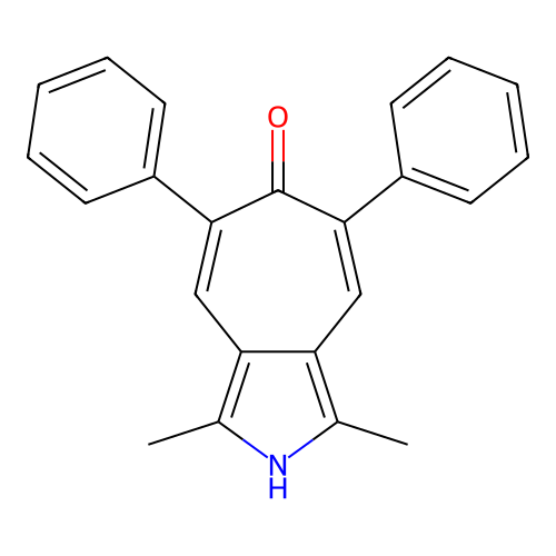 1,3-dimethyl-5,7-diphenylcyclohepta[c]pyrrol-6(2H)-one structure