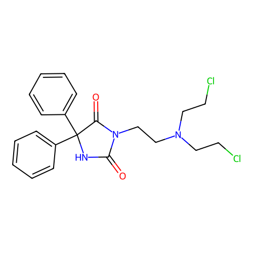 3-[2-[Bis(2-chloroethyl)amino]ethyl]-5,5-diphenylimidazolidine-2,4-dione structure