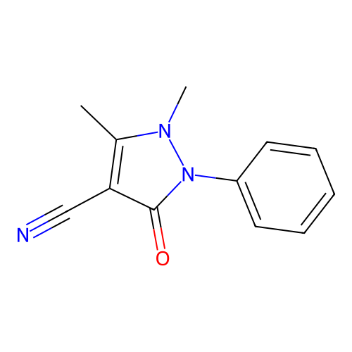 1,5-Dimethyl-3-oxo-2-phenylpyrazole-4-carbonitrile structure