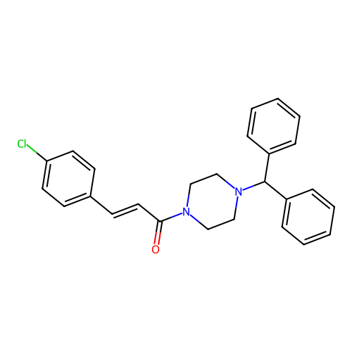 (2E)-3-(4-chlorophenyl)-1-[4-(diphenylmethyl)piperazin-1-yl]prop-2-en-1-one structure