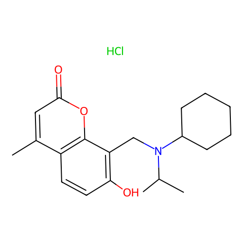 2H-1-Benzopyran-2-one, 8-((cyclohexyl(1-methylethyl)amino)methyl)-7-hydroxy-4-methyl-, hydrochloride structure