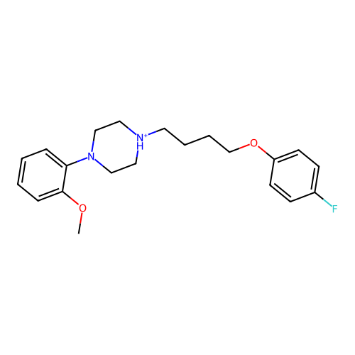 1-[4-(4-Fluorophenoxy)butyl]-4-(2-methoxyphenyl)piperazin-1-ium structure