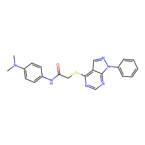 N-(4-(dimethylamino)phenyl)-2-((1-phenyl-1H-pyrazolo[3,4-d]pyrimidin-4-yl)thio)acetamide structure