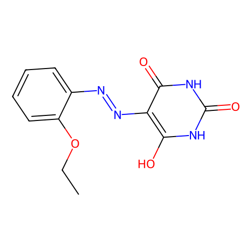 5-[2-(2-ethoxyphenyl)hydrazinylidene]pyrimidine-2,4,6(1H,3H,5H)-trione structure