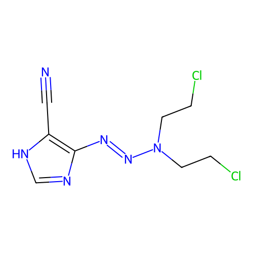 4-[bis(2-chloroethyl)aminodiazenyl]-1H-imidazole-5-carbonitrile structure