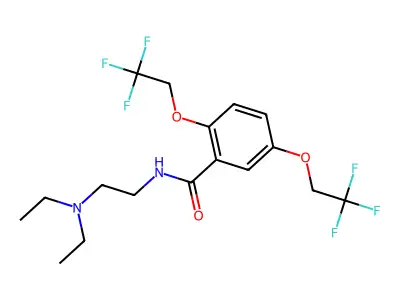N-[2-(diethylamino)ethyl]-2,5-bis(2,2,2-trifluoroethoxy)benzenecarboxamide structure
