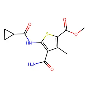 METHYL 4-CARBAMOYL-5-(CYCLOPROPANECARBONYLAMINO)-3-METHYL-THIOPHENE-2-CARBOXYLATE structure