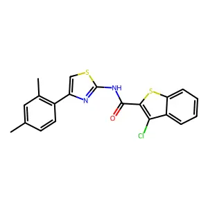 3-chloro-N-[4-(2,4-dimethylphenyl)-1,3-thiazol-2-yl]-1-benzothiophene-2-carboxamide structure