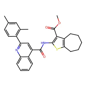 methyl 2-({[2-(2,4-dimethylphenyl)quinolin-4-yl]carbonyl}amino)-5,6,7,8-tetrahydro-4H-cyclohepta[b]thiophene-3-carboxylate structure