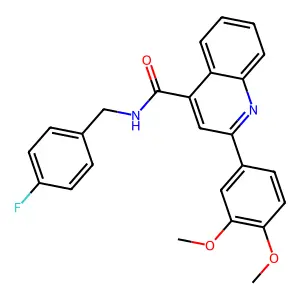 2-(3,4-dimethoxyphenyl)-N-[(4-fluorophenyl)methyl]quinoline-4-carboxamide structure