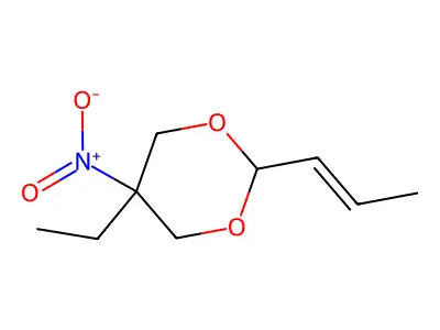 5-ethyl-5-nitro-2-[(E)-prop-1-enyl]-1,3-dioxane structure