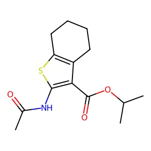 propan-2-yl 2-acetamido-4,5,6,7-tetrahydro-1-benzothiophene-3-carboxylate structure