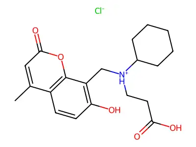 N-Cyclohexyl-N-((7-hydroxy-4-methyl-2-oxo-2H-1-benzopyran-8-yl)methyl)-beta-alanine HCl structure