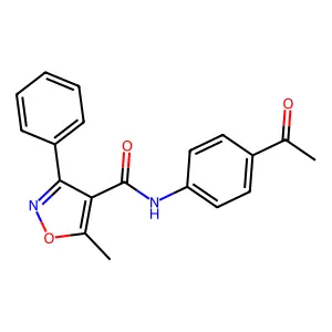 N-(4-acetylphenyl)-5-methyl-3-phenyl-1,2-oxazole-4-carboxamide structure