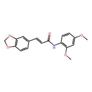 3-(1,3-benzodioxol-5-yl)-N-(2,4-dimethoxyphenyl)acrylamide structure