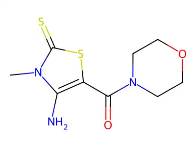 Morpholine, 4-((4-amino-2,3-dihydro-3-methyl-2-thioxo-5-thiazolyl)carbonyl)- structure