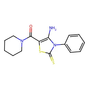 Piperidine, 1-((4-amino-2,3-dihydro-3-phenyl-2-thioxo-5-thiazolyl)carbonyl)- structure