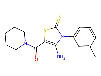 Piperidine, 1-((4-amino-2,3-dihydro-3-(3-methylphenyl)-2-thioxo-5-thiazolyl)carbonyl)- structure