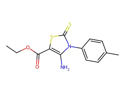 Ethyl 4-amino-3-(4-methylphenyl)-2-sulfanylidene-1,3-thiazole-5-carboxylate structure