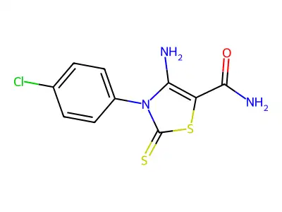 4-Amino-3-(4-chlorophenyl)-2,3-dihydro-2-thioxo-5-thiazolecarboxamide structure