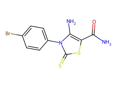 4-Amino-3-(4-bromophenyl)-2,3-dihydro-2-thioxo-5-thiazolecarboxamide structure