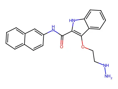 1H-Indole-2-carboxamide, 3-(2-hydrazinoethoxy)-N-2-naphthalenyl- structure