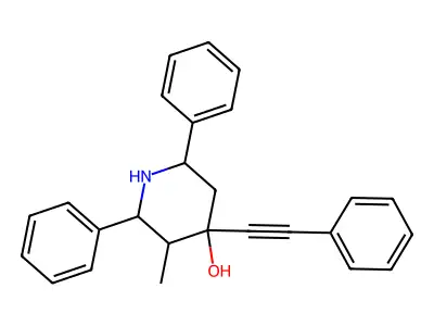 3-Methyl-2,6-diphenyl-4-(phenylethynyl)piperidin-4-ol structure