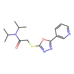 N,N-diisopropyl-2-((5-(pyridin-3-yl)-1,3,4-oxadiazol-2-yl)thio)acetamide structure