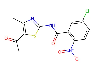 N-(5-acetyl-4-methyl-1,3-thiazol-2-yl)-5-chloro-2-nitrobenzamide structure