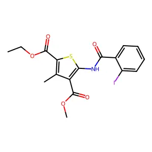 2-Ethyl 4-methyl 5-[(2-iodobenzoyl)amino]-3-methyl-2,4-thiophenedicarboxylate structure