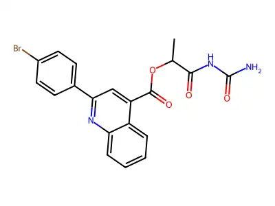 [1-(Carbamoylamino)-1-oxopropan-2-yl] 2-(4-bromophenyl)quinoline-4-carboxylate structure