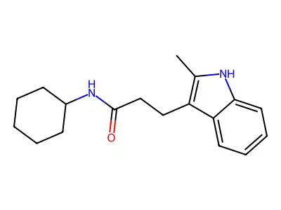 N-cyclohexyl-3-(2-methyl-1H-indol-3-yl)propanamide structure